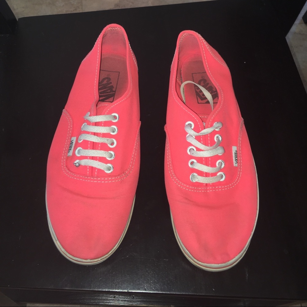 Coral pink Vans skate shoes